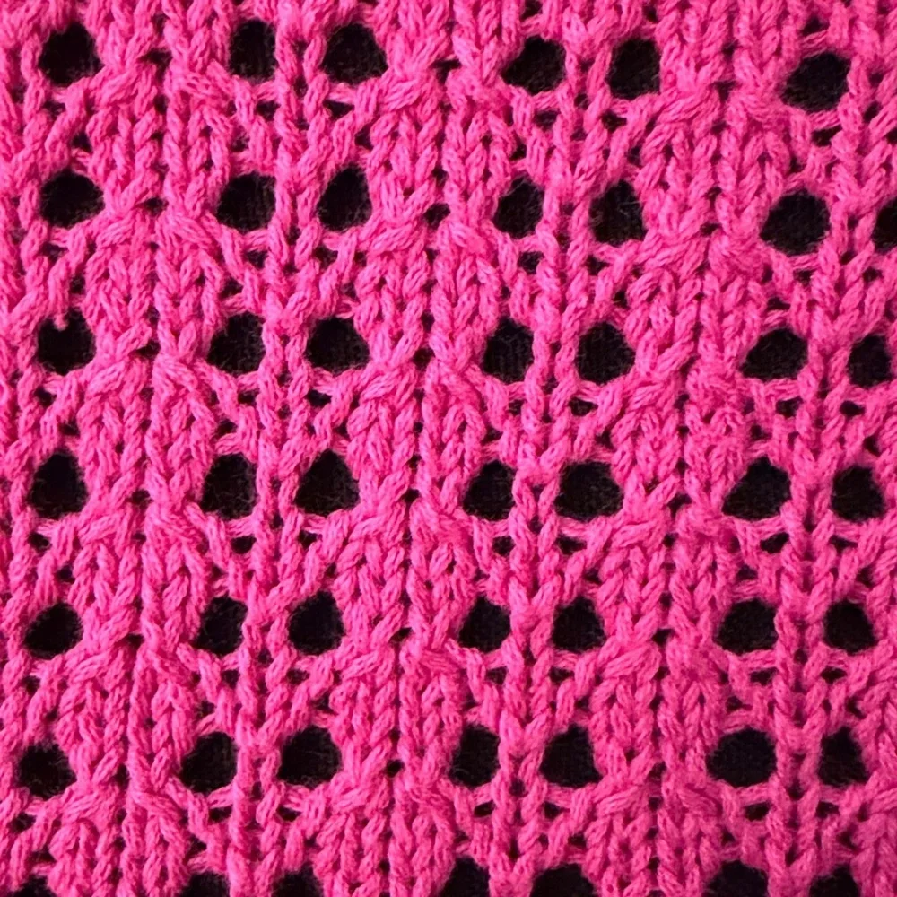 Talbots Pink Open Knit Sweater Petite Medium NWT. 100% cotton
